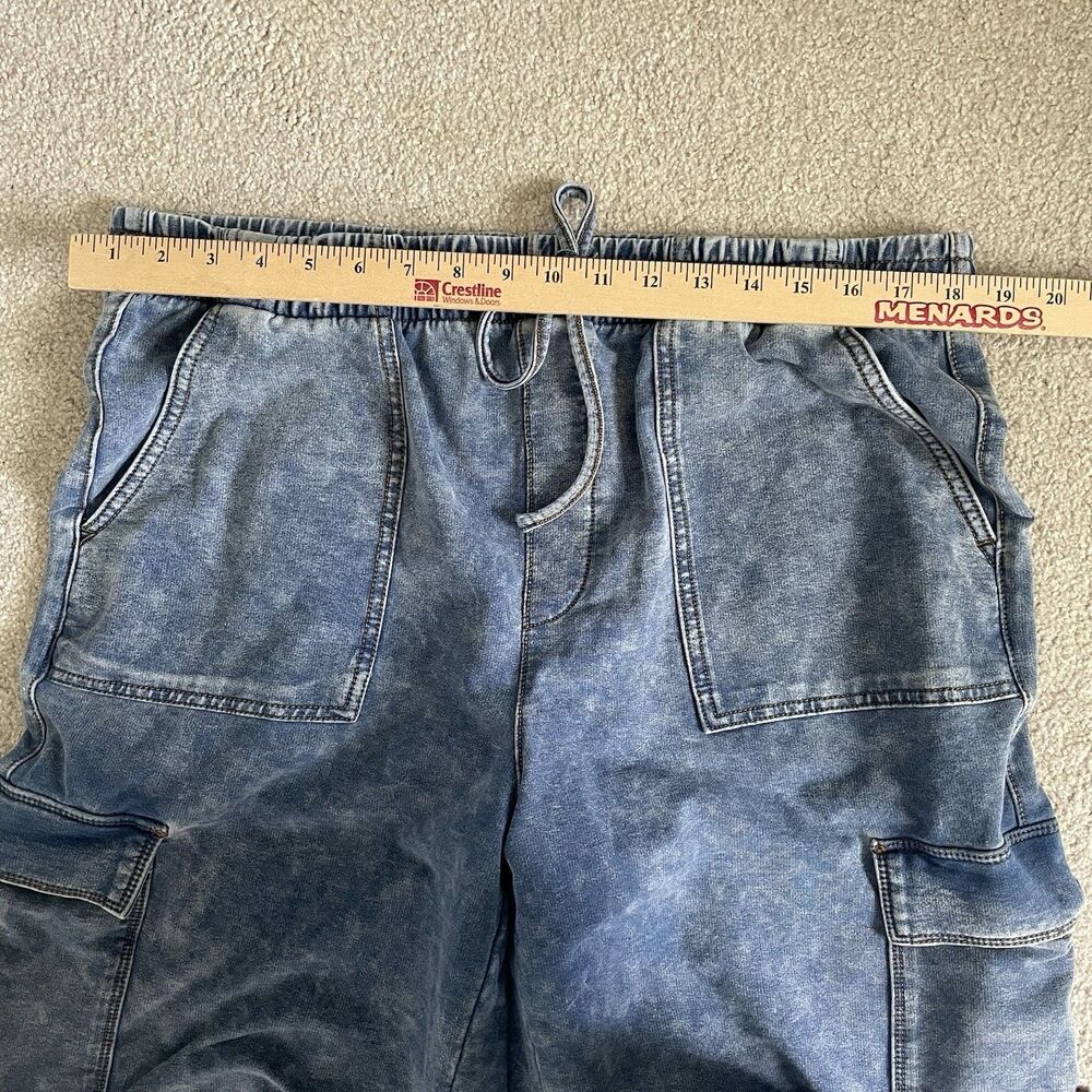 Vanilla Star Wide Leg Cargo Sweatpants Blue Marble Loungewear Women's Size XL - Picture 8 of 10